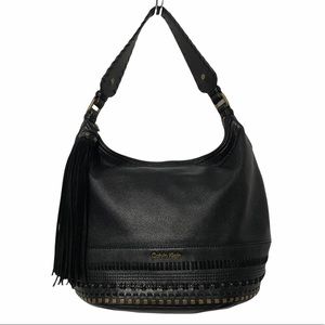 Calvin Klein Leather Studded Hobo Shoulder Bag